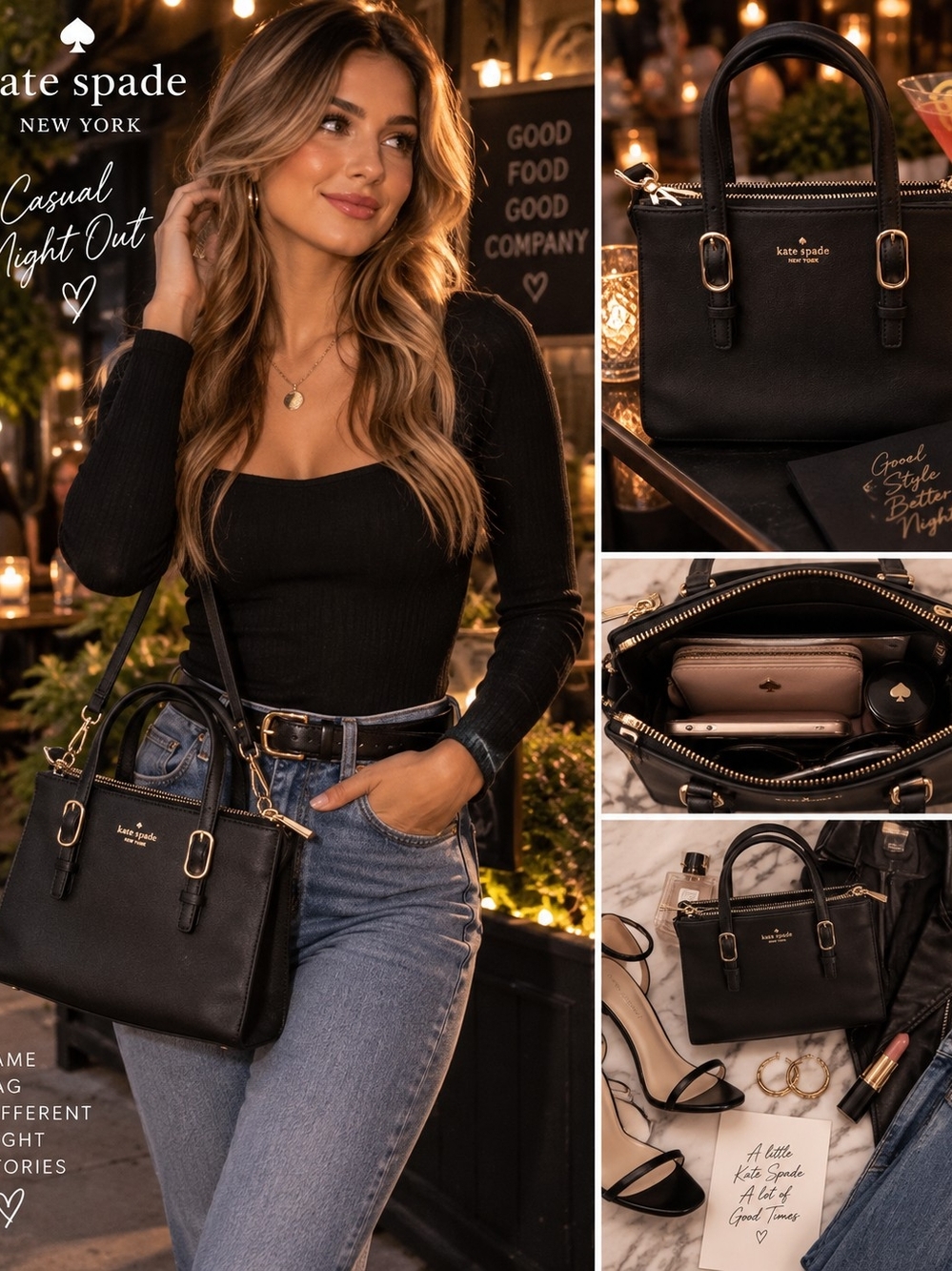 Kate Spade New York Black Saffiano Leather Small Satchel Crossbody Bag